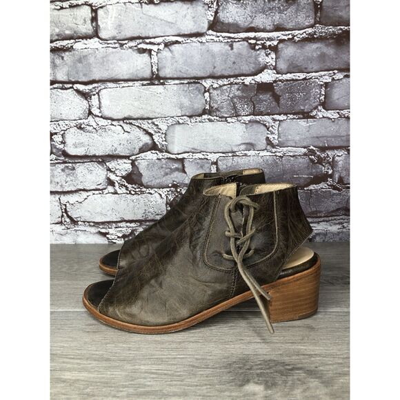 Baske California Ariel Olive Leather Lace Zip Open Toe Heel Sandals Women 6M US - Picture 13 of 16